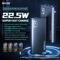 Sạc dự phòng WEKOME WP-05 10000mAh Sạc siêu nhanh 22,5w Chất liệu hợp kim nhôm Màn hình kỹ thuật số