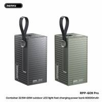 Sạc dự phòng ngoài trời DUNG LƯỢNG LỚN sạc nhanh Remax RPP-609 Pro 60000mAh 22.5W + 20W Có tay cầm và đèn LED kép Màn hình kỹ thuật số