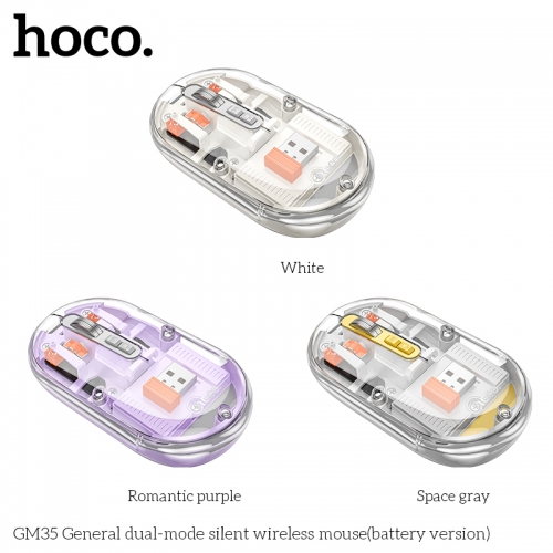 Chuột không dây Bluetooth im lặng chế độ kép Hoco GM35 (phiên bản pin) Pin lithium 300mAh