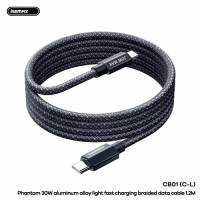 Cáp dữ liệu bện sạc nhanh Remax CB01 (C-L) Phantom 30W 1,2M bằng hợp kim nhôm Thiết kế sạc nhanh công suất cao Đèn báo sạc LED CB01-C-L